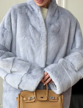 Голубая норковая шуба - жакет - фото 1