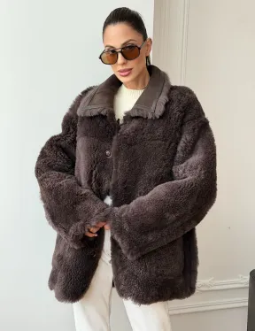 Двухсторонняя дубленка - мех тиградо - фото 10