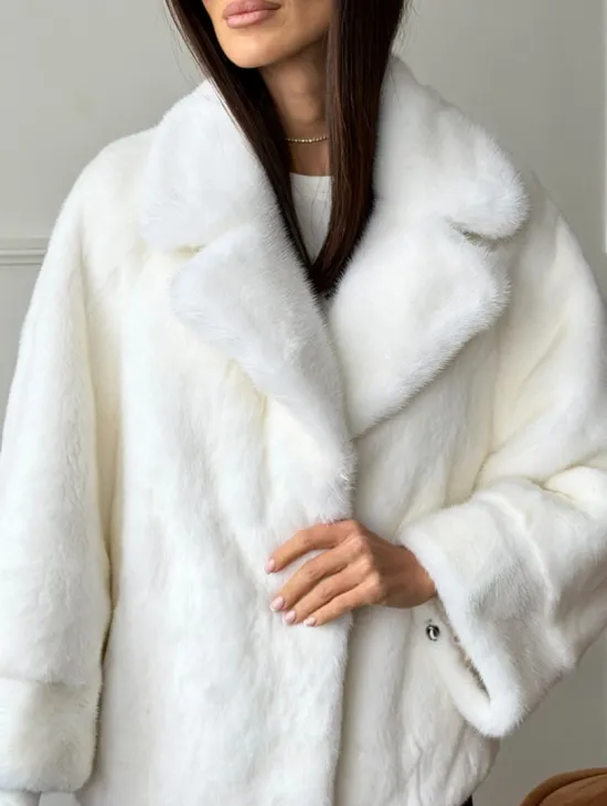 Белая шуба из скандинавской норки - фото 1