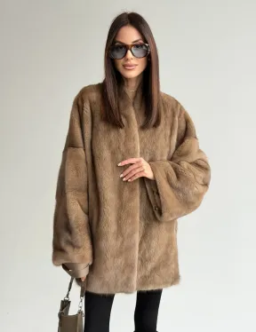 Шуба из аукционного меха норки - пастель - фото 12