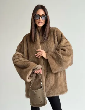 Шуба из аукционного меха норки - пастель - фото 13