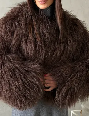 Модный полушубок из ламы - фото 1