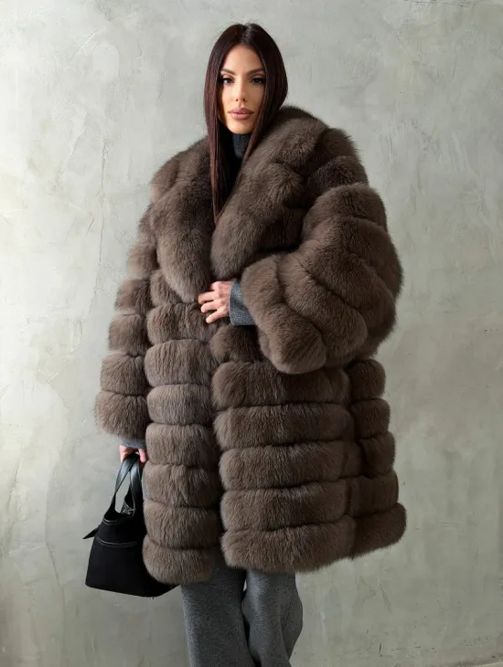 Шуба из песца под соболь - английский воротник - фото 11