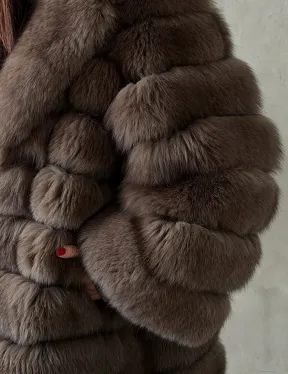 Шуба из песца под соболь - английский воротник - фото 1