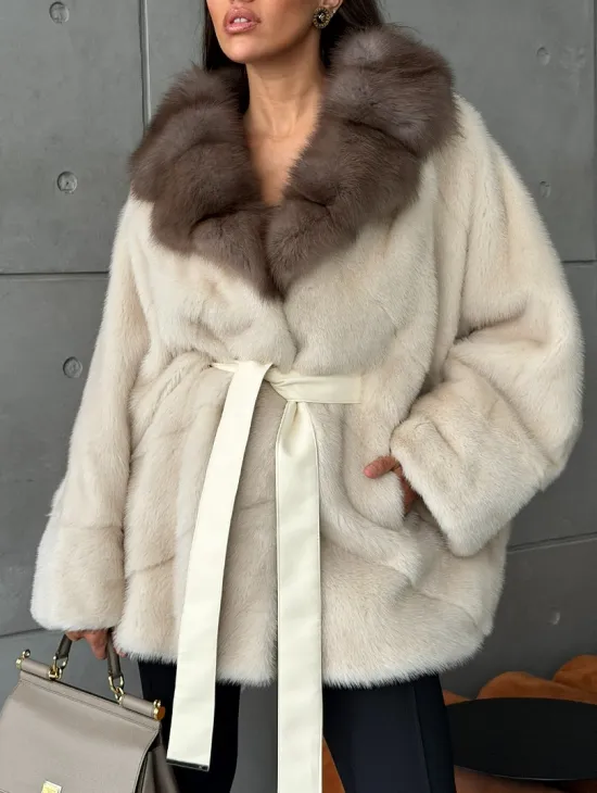 Норковая шуба - куртка с мехом куницы - фото 1
