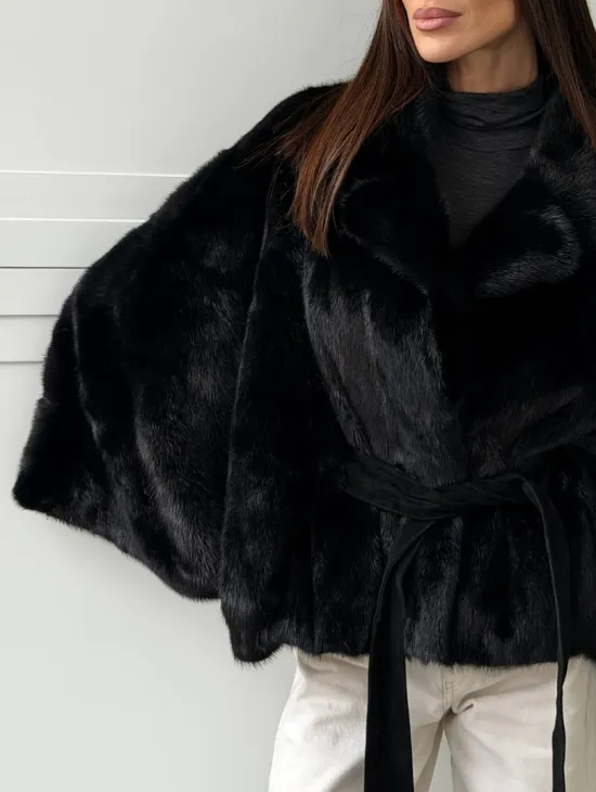 Черная норка летучая мышь - английский воротник - фото 2