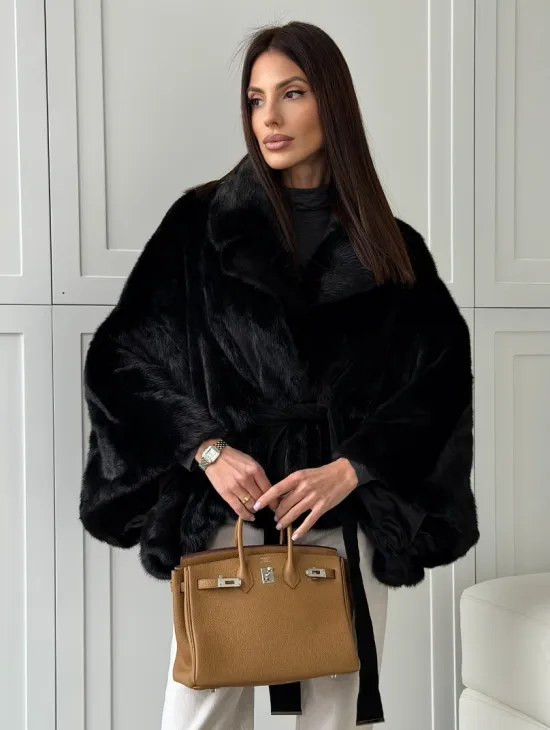 Черная норка летучая мышь - английский воротник - фото 4