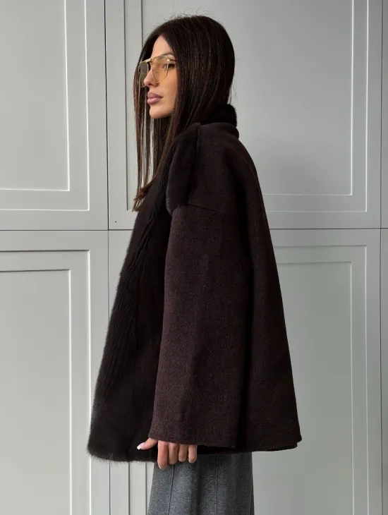 Женское полупальто с мехом норки - фото 10