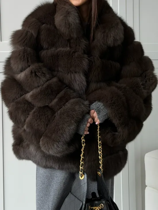 Шуба из натурального песца под соболь - фото 1