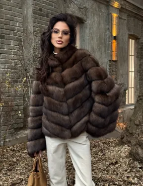 Роскошная шуба из меха соболя стойка воротник - седина 1/2 - фото 8