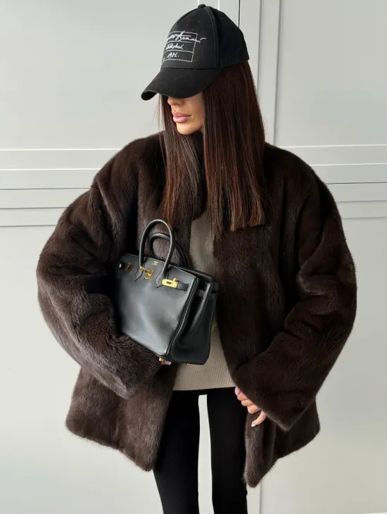 Куртка из норки с V - образным воротом - фото 7