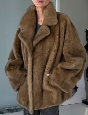 Женский норковый полушубок - английский воротник - фото 4