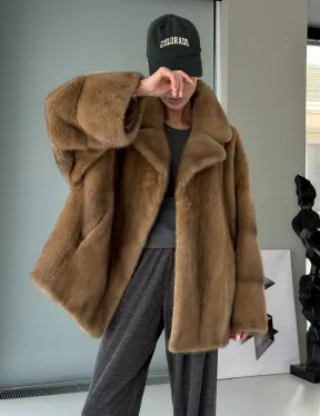 Женский норковый полушубок - английский воротник - фото 9