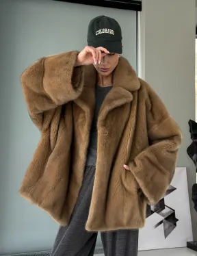 Женский норковый полушубок - английский воротник - фото 11