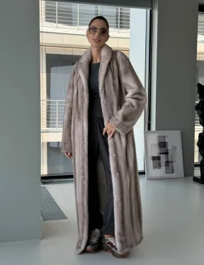 Натуральная шуба из меха норки - воротник шаль - фото 17