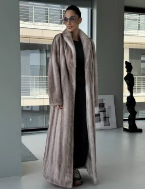 Натуральная шуба из меха норки - воротник шаль - фото 9