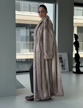 Натуральная шуба из меха норки - воротник шаль - фото 11