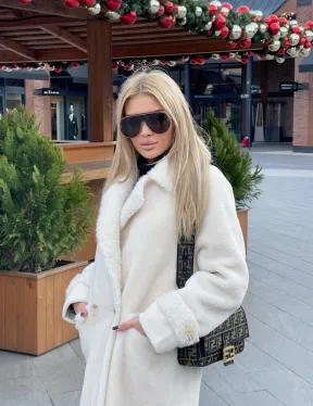 Экошуба в белом цвете с английским воротником - фото 2