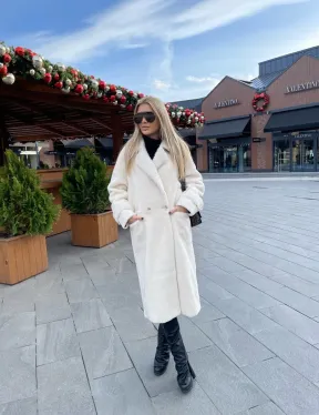 Экошуба в белом цвете с английским воротником - фото 5
