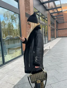 Дубленка авиатор удлиненная - фото 2