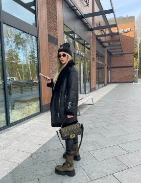 Дубленка авиатор удлиненная - фото 4