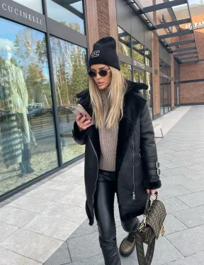 Дубленка авиатор удлиненная - фото 1