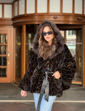 Пончо из скандинавской норки с принтом - фото 2