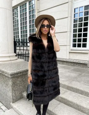 Жилет из куницы в цвете соболь - фото 1