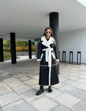 Черная дубленка из экокожи - фото 4