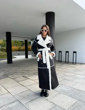 Черная дубленка из экокожи - фото 3