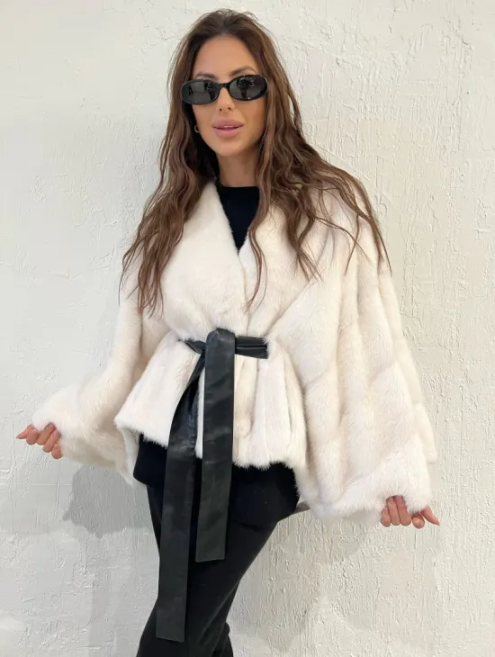 Белое болеро (жакет) из меха норки - фото 6