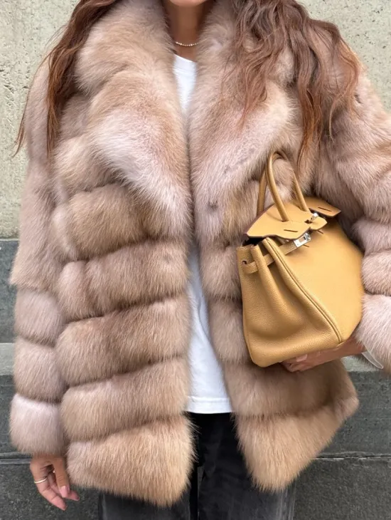 Шуба из меха куницы - цвет Tortora - фото 2