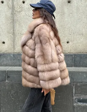 Шуба из меха куницы - цвет Tortora - фото 4