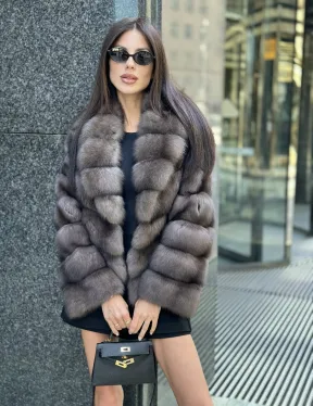 Шуба короткая из меха баргузинского соболя - фото 2