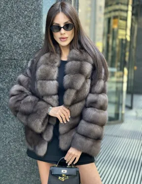 Шуба короткая из меха баргузинского соболя - фото 0