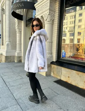 Шуба норковая крестовка Silver Cross с капюшоном - фото 1