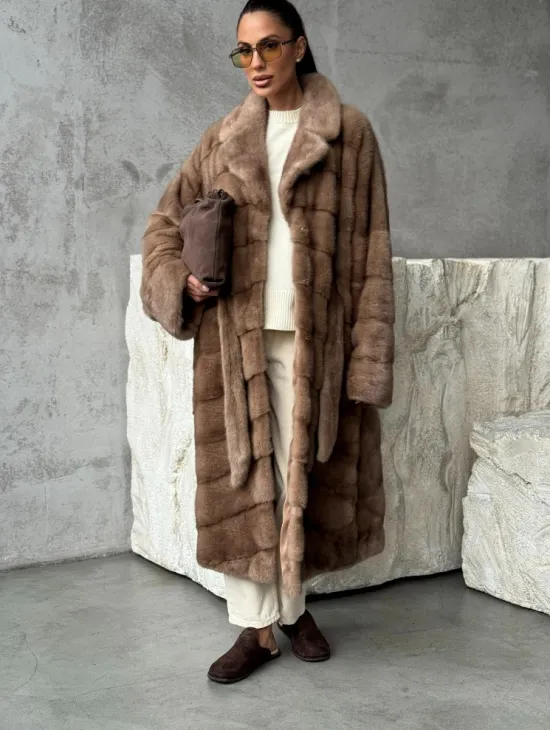 Шуба норковая английский воротник - цвет пастель - фото 5
