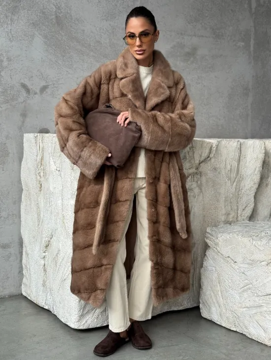 Шуба норковая английский воротник - цвет пастель - фото 9