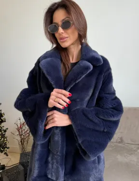 Норка KOPENHAGEN FUR английский воротник поперечка - цвет синий - фото 1