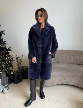 Норка KOPENHAGEN FUR английский воротник поперечка - цвет синий - фото 7