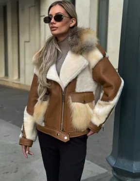 Стильная дубленка из мериноса - цвет кэмел - фото 2