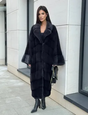 Манто из аукционной норки в цвете графит - фото 7