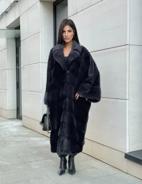 Манто из аукционной норки в цвете графит - фото 11