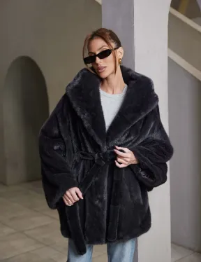 Норка графит роспуск с капюшоном летучая мышь - фото 0