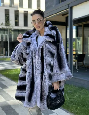 Шуба из кролика рекса - цвет шиншилла - фото 5