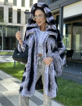 Шуба из кролика рекса - цвет шиншилла - фото 3
