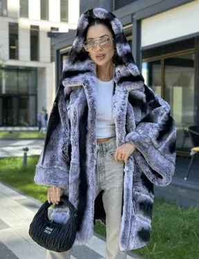 Шуба из кролика рекса - цвет шиншилла - фото 1