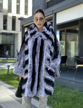 Шуба из кролика рекса - цвет шиншилла - фото 6