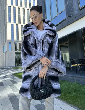 Шуба из кролика рекса - цвет шиншилла - фото 4