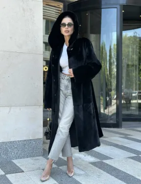 Шуба норка BLACKGLAMA с капюшоном - фото 12